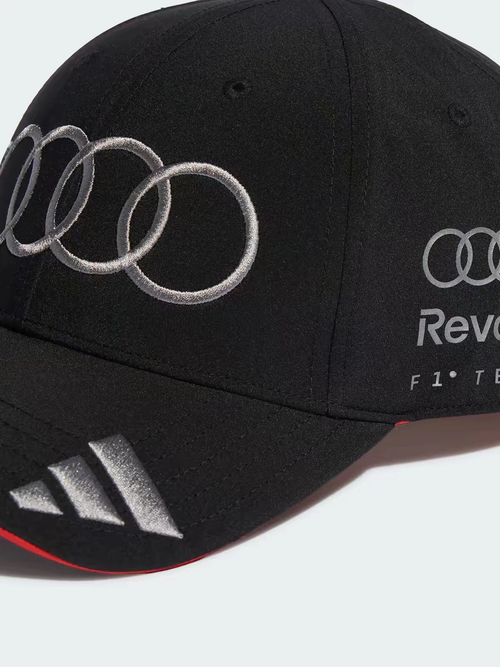 Black Racing Baseball Cap, Silver Embroidered Adjustable Snapback Hat for Motorsport Fans