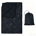 Black Multicam Camo Packable Puffy Camping Blanket, Reversible Quilted Outdoor Throw with Camo Drawstring Sack