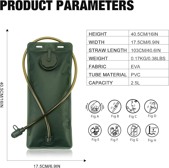 Mardingtop Hydration Bladder, 2.5 Liter Leak Proof Water Bladder,Military Hydration Pack Replacement for Hiking Biking Climbing Cycling Running Camping Backpack.