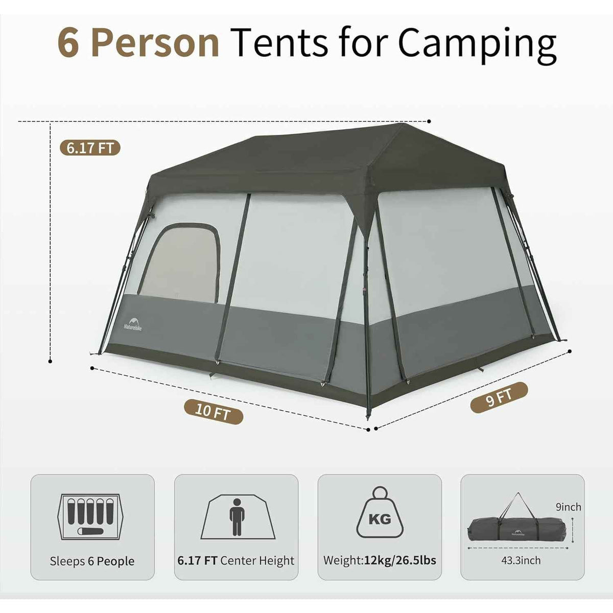 Cape™ 8.3 6-Person Square Pop-Up Camping Tent