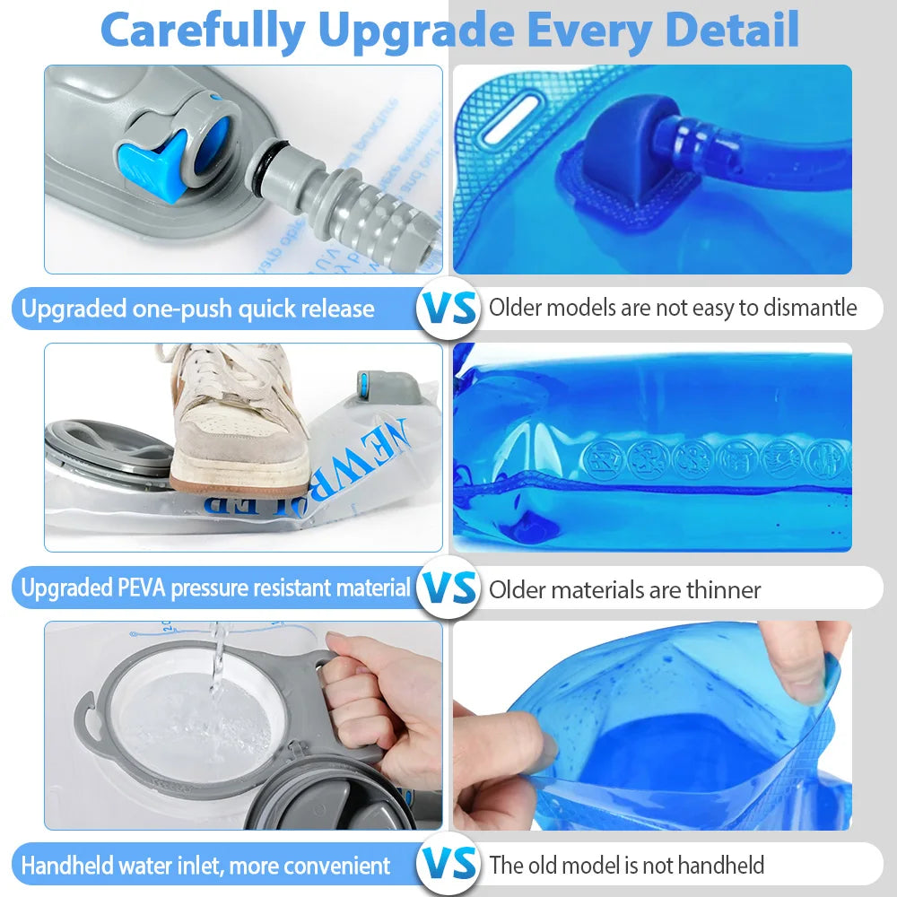 Hydration backpack with 1.5–3L water bladder reservoir