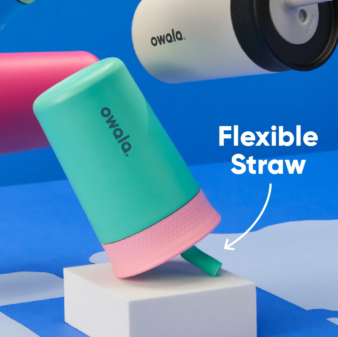 Owala Kids Tumbler 12oz – Insulated Stainless Steel, Spill-Resistant Lid (Peach & Yellow)
